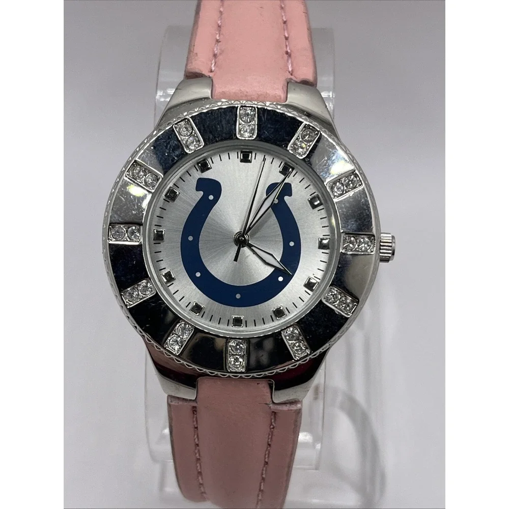 Indianapolis Colts Women's‎ Watch Game Time NFL Pink Leather Band- New Battery